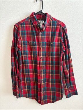 Duluth Trading Co Red Green Plaid Button-Down Shirt